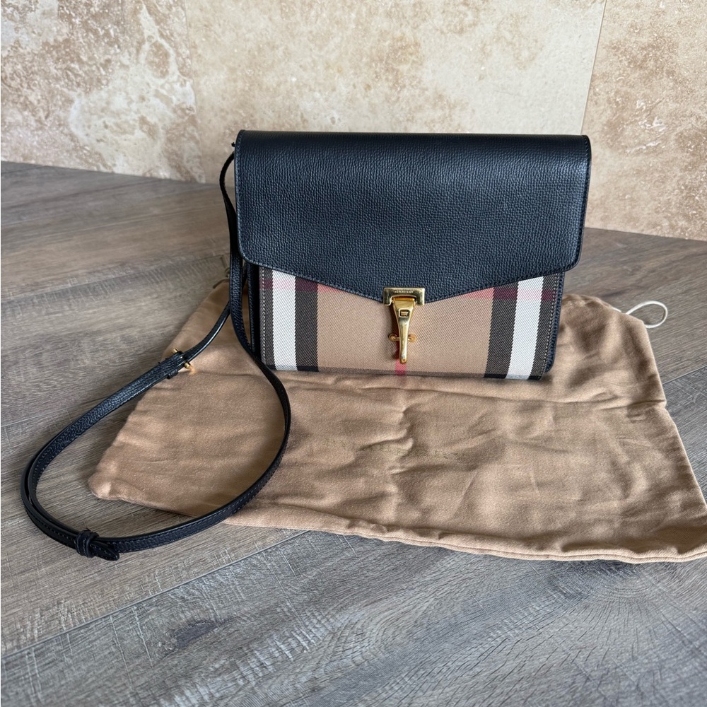 Burberry Small Macken House Check Derby Leather Bag